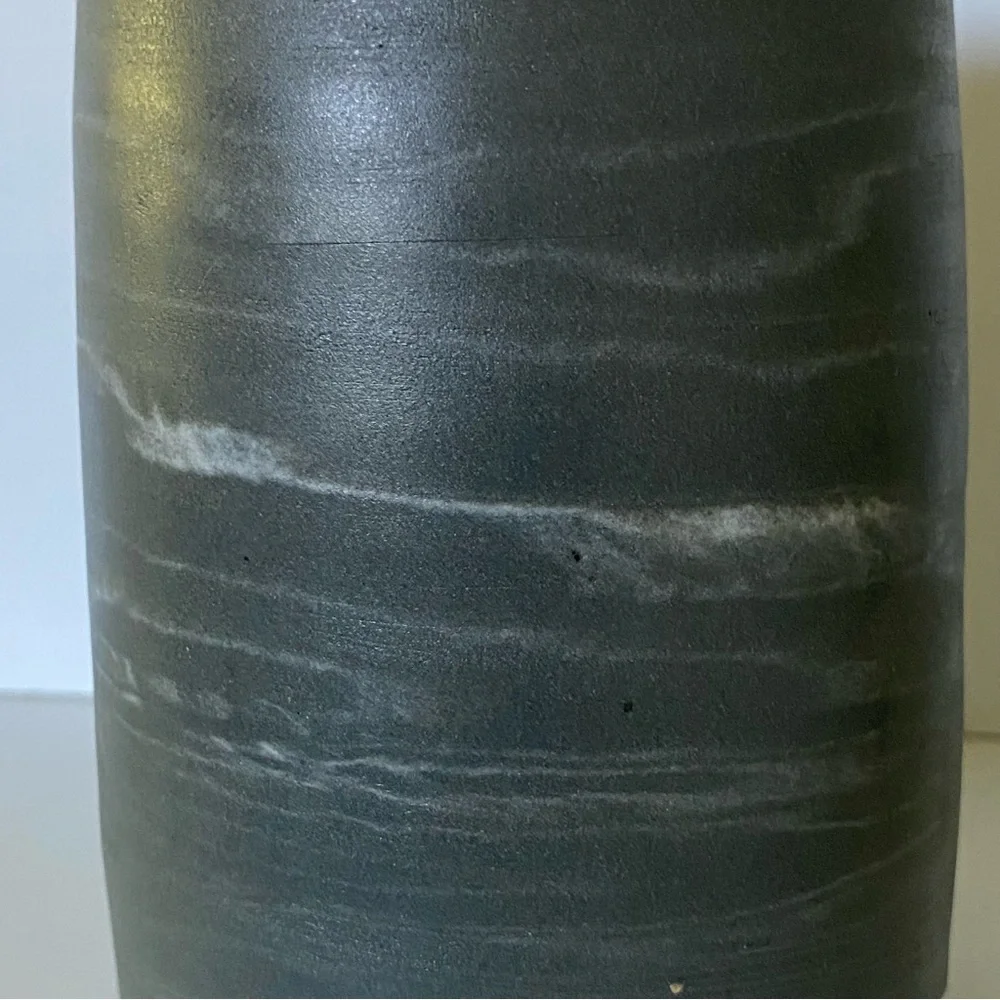 Clay Swirl Pottery Vase Handmade Gray White Marble Look 6” Matte Finish Nemadji